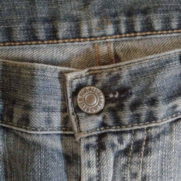 7 For All Mankind Size 30 x 32 Jeans Mens Bootcut Blue Denim Distressed - Picture 3 of 8